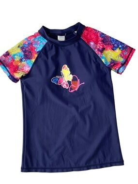 NWT PHIBEE Girl's Butterfly Rashguard Top